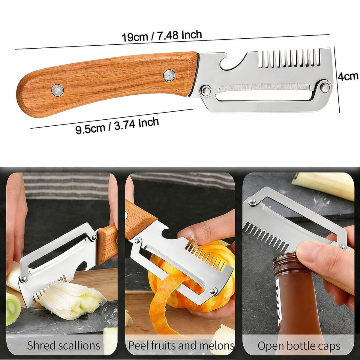 🥇5-in-1 Multi-Use Premium Stainless Steel Peeler – Peeler + Slicer + Bottle Opener