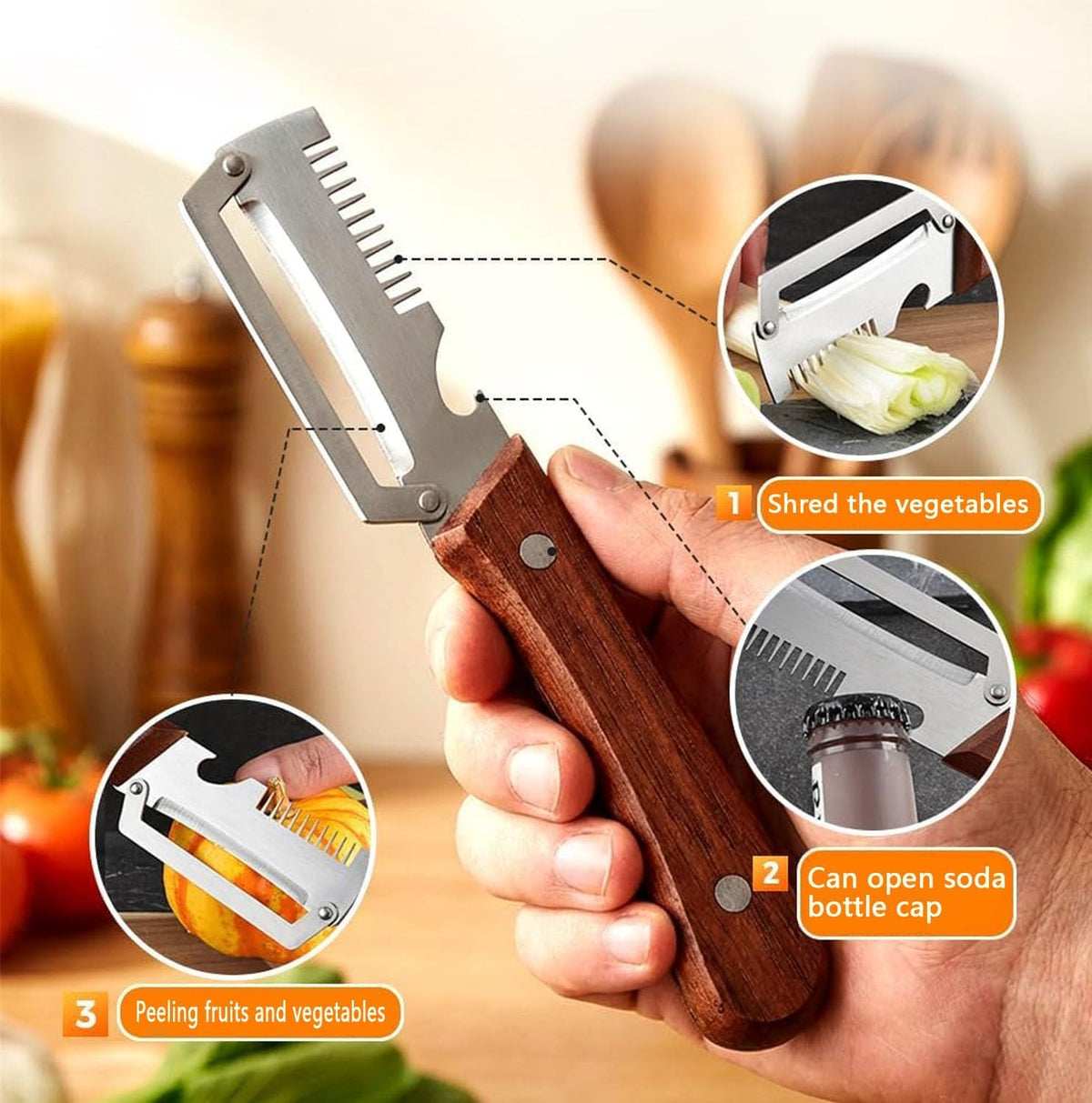 🥇5-in-1 Multi-Use Premium Stainless Steel Peeler – Peeler + Slicer + Bottle Opener