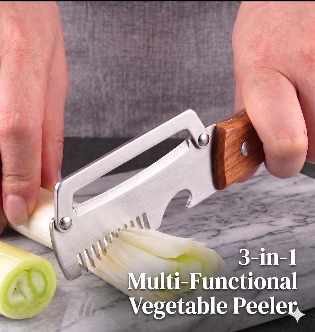 🥇5-in-1 Multi-Use Premium Stainless Steel Peeler – Peeler + Slicer + Bottle Opener